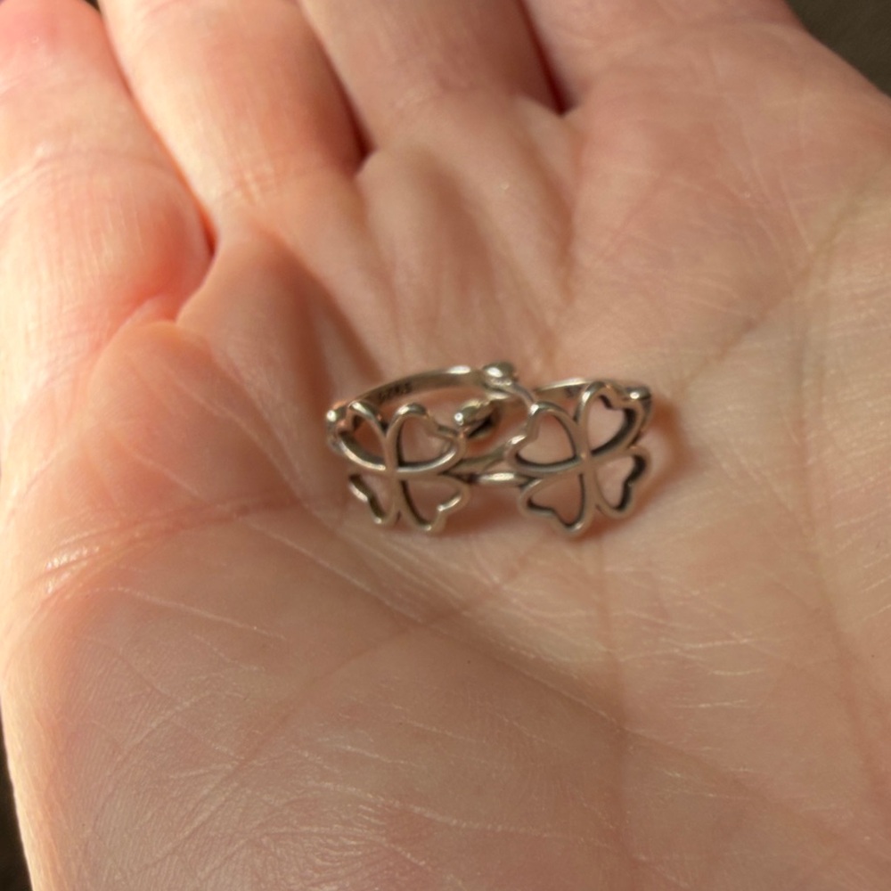 Silver Clover Openwork Earrings Women's Jewelry